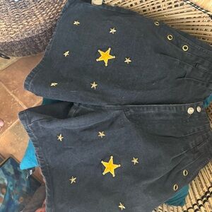 High Waist Black and Yellow Star Shorts